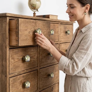 Round Brass Cabinet Knob Paris Tower <b>Glass</b> Cover Modern Furniture Handle for Drawer Dresser Home Office Durable Eco-Friendly - Product Image 3