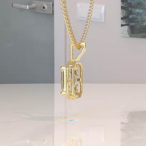 Octagon Cut Moissanite Geometric 14K <b>Gold</b> 2.5CT Certified <b>Pendant</b> Necklace - Product Image 6