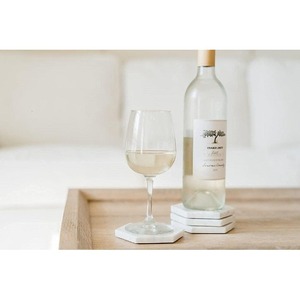 Stone era <b>White</b> Natural Stone Marble Tea <b>Coaster</b> 4 in. With Set of 4 With Holder For Home and Kitchen - Product Image 3