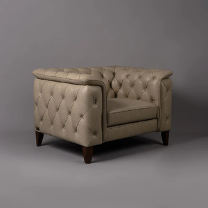 Sofá de Cuero con Base de Madera de Estilo Moderno para Sala de Estar, Muebles de Exterior Hechos a Mano, Ecológicos para Oficina en Casa - Product Image 3