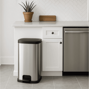 Pattumiera da cucina in plastica argentata da 13,2 galloni con coperchio, contenitore per rifiuti domestici per sacchi della spazzatura - Product Image 6