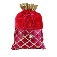Sacs Potli dorés en brocart faits à la main, couleurs assorties, pour l'emballage de bijoux, cadeaux de mariage, noix, cadeaux de Diwali, faveurs de Diwali