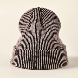 Push Warm Bucket Hat Gorros de otoño e invierno Sombrero de pescador cálido Venta al por mayor Gorro acanalado Gorro con puños de punto - Product Image 5
