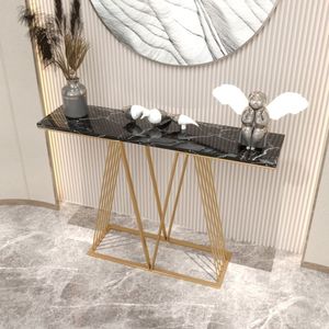 Modern Steel <b>Console</b> <b>Desk</b> Featuring Marble Top Contemporary Living Room Furniture With Decorative Storage Display Functionality - Product Image 6