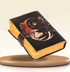 Vintage Handmade Genuine Leather Fox Print <b>Journal</b> Deckle Edge Cotton Paper Notebook with C Lock Closure Blank Grimoire <b>Writing</b> - Product Image 1
