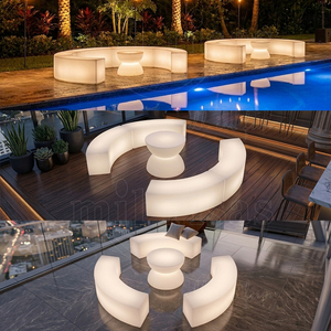 Ensemble moderne de bancs et tables LED modulaires incurvés et tournants pour discothèque, événement, salon, fête, bar avec service DDP - Product Image 5