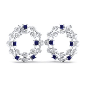 REYES Elegant 925 Sterling Silver GRA Certified Moissanite Screw <b>Back</b> Stud <b>Earrings</b> Wholesale Blue Sapphire Gemstone Jewelry - Product Image 5