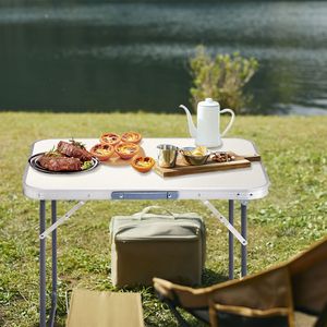 Table pliante en aluminium à hauteur réglable 70x50x60cm pour pique-nique en plein air, parc, cuisine, avec rangement et base de support - Product Image 2