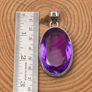 NIKHIL GEMS Pendentif en Améthyste Naturelle Grande Taille, Chaîne en Argent Sterling 925 Plaqué Or/Argent, Fait Main, Style Vintage, Pendentif de Troisième Partie - Product Image 2