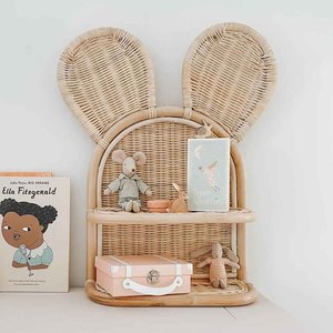 Étagère de rangement pour chambre d'enfant, bibliothèque en rotin tressé, ensemble de supports muraux, étagère de rangement en forme de maison mignonne - Product Image 5