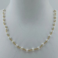 Collier à maillons perlés en perles d'eau douce, argent sterling 925, fait main, style bohème, cadeau d'anniversaire de mariage pour elle, 8 grammes