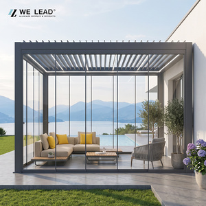 Pérgola Moderna de Aluminio con Recubrimiento en Polvo, Estructura Rectangular para Jardín Exterior, Resistente a la Intemperie, en Negro, Plata y Blanco - Product Image 1
