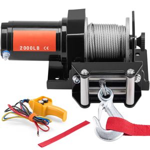 Verricello Elettrico con Cavo in Acciaio a 7 Fili da 5/32 X 39 ft, Capacità di Trazione 2000 lb, 12V DC per ATV/UTV - Product Image 1