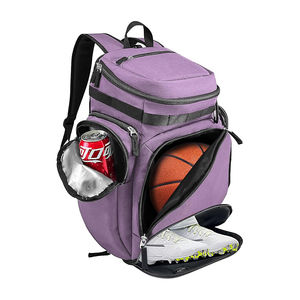 Sac à dos de sport vert vif pour hommes et femmes, avec porte-ballon en maille, poche avant et compartiment inférieur séparé pour chaussures - Product Image 2