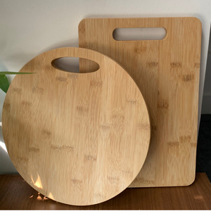 Planche à découper en bambou ronde/carrée avec poignée, bloc de découpe de cuisine en bambou naturel - Product Image 1