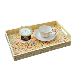 Bandeja de Laca con Incrustaciones de Madreperla de Lujo, Bandeja Decorativa Hecha a Mano con Madreperla para Mesa de Centro, Decoración del Hogar - Product Image 4
