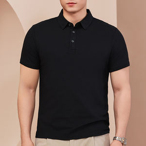 Polo de golf de punto de manga corta para hombre, liso, con logotipo bordado naranja-amarillo y cuello tipo solapa naranja-amarillo - Product Image 5