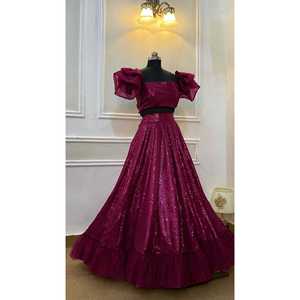 Diseñador Net Ruffle Border Work Lehenga Choli Party Wear Accesorio - Product Image 5