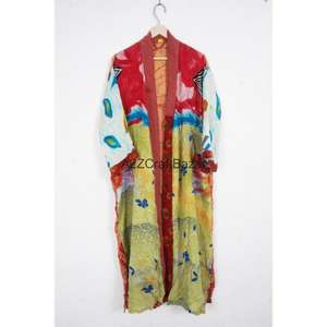 Bata Kimono de Seda 100% Transpirable con Estampado de Retazos para Mujer, Ideal para Invierno/Primavera/Verano, Ropa de Casa, Albornoz, Camisón - Product Image 6