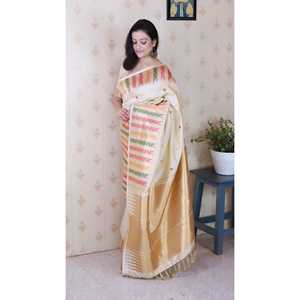 Tissus élégants en soie douce Meenakari Zari tissés 650g pour sari avec bordure de temple, robe de soirée élégante - Product Image 3