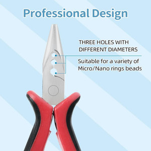 Alicates pequeños de 3 orificios con mango rojo, audaces y versátiles, para extensiones de cabello con anillos micro nano, herramienta para abrir y quitar. - Product Image 3