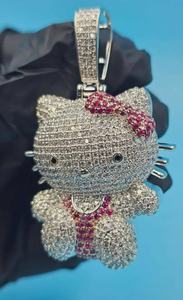 Colgante de Moissanita con Diseño de Hello Kitty, Colgante de Plata 925, Colgante Hip Hop, Colgante Brillante con Personaje de Dibujos Animados para Mujer - Product Image 4