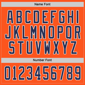 Custom Winter Tackle Twill Letter Font Sports Jerseys Navy Blue White Outline Orange Background Name Number Set Quick Dry - Product Image 5