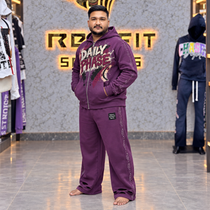 Conjunto de chándal casual personalizado unisex de forro polar grueso con cremallera completa, sudadera con capucha y pantalones de chándal de pierna ancha con estampado gráfico y etiqueta personalizada, fabricantes OEM - Product Image 1