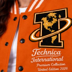 Bright Orange Womens Varsity Bomber Jacket Embroidered Patch Baseball Style <b>Long</b> Sleeve Streetwear Casual College Outerwear <b>Coat</b> - Product Image 4