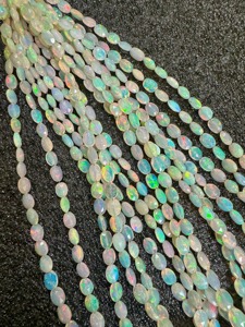 Perles ovales facettées en opale de feu éthiopienne naturelle 4x6-6x9mm, pierres précieuses chatoyantes pour la fabrication de bijoux, brin de 16 pouces, prix de gros - Product Image 2