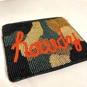 Go Bears Beaded Coin <b>Purse</b> <b>Green</b> Yellow Zipper Closure Handmade Mini Unisex - Product Image 2