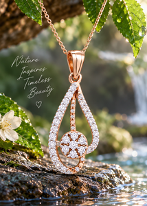 Collier pendentif goutte d'eau en or rose massif 14 carats avec diamant de laboratoire certifié IGI pour femme, cadeau de fête - Product Image 4