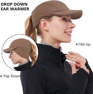 Gorra térmica de invierno personalizada con logo para mujer, cortavientos, con orejeras, gorra deportiva de béisbol con abertura para cola de caballo, gorro cálido para ciclismo. - Product Image 6