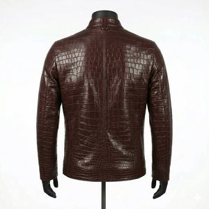 Chaqueta de Cuero Genuino de Moda al por Mayor con Cremallera, Precio de Mayoreo, Chaqueta de Cuero PU de Color Sólido para Invierno - Product Image 2