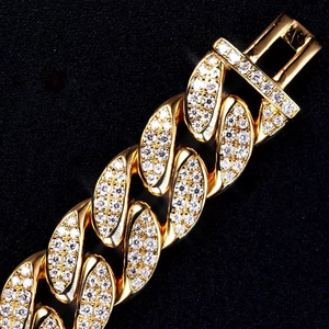 AMBER JEWELS Bracelet unisexe en or massif 14 carats avec chaîne en cristal et croix, style Hip Hop, serti griffe taille brillant, certifié IGI, pour mariage - Product Image 2