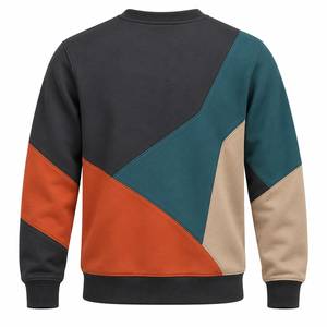 Mens Premium Curved Panel Color Block <b>Crewneck</b> Sweatshirt Custom Logo Casual Athletic Fleece Pullover Sportswear Windproof - Product Image 6