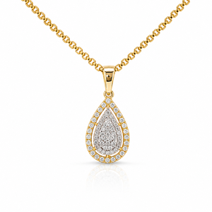 18K Yellow Gold Diamond Pendant with Chain | 0.46 Ct Natural Diamond Teardrop Necklace | Luxury Fine Jewelry Gift for Women - Product Image 1