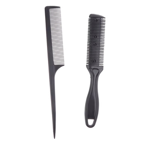 Ciseaux de coupe de cheveux professionnels de haute qualité avec ensemble de peignes, outils de coiffure multifonctionnels noirs pour usage domestique - Product Image 2