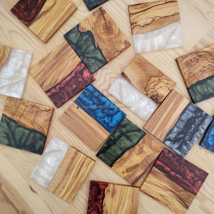Unique Design Easy <b>Cleaning</b> & No Stains Epoxy Resin Pattern <b>Wood</b> Coaster <b>Set</b> for Drinks for Water Resistance By FWE - Product Image 6
