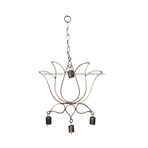 Hand <b>Crafted</b> Wall Decorative Metal Lotus Wind Chime <b>Iron</b> Hanging Wind Chime Use for Patio Home Decoration at Affordable Rate - Product Image 5