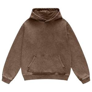 Sweat à capuche décontracté gris uni en coton délavé pour homme, coupe oversize, avec poches, idéal pour l'automne - Product Image 4