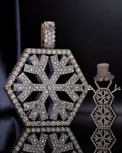 VVS Moissanite Custom Snowflake Pendant Iced Out 925 Silver Pendant Pass Diamond <b>Tester</b> Winter Holiday Pendant Luxury Pendant - Product Image 6