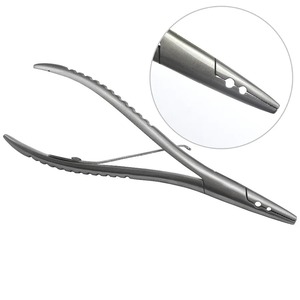 Quality 7 Inch Silver Stainless Steel Manual <b>Clamp</b> Hair Extension Pliers with Two Holes Keratin Instrument Set - Product Image 4