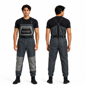 Pantalon de pêche imperméable unisexe avec bottes intégrées, salopette respirante pour la chasse en extérieur - Product Image 3