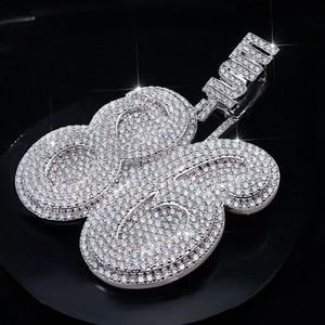 Colgante de Trébol de Cuatro Hojas Personalizado con Incrustaciones de Moissanita VVS, Chapado en Plata 925, Moderno, Certificado, Unisex, Joyería Hip Hop al por Mayor - Product Image 1