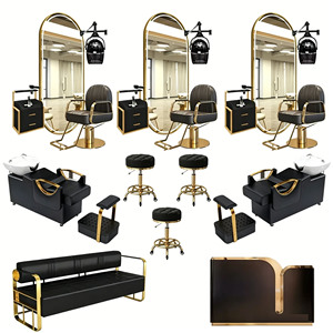 Conjunto de Muebles Modernos para Salón de Belleza, Espejo y Sillas de Peluquería de Lujo Personalizados, Equipamiento Completo para Salón de Belleza - Product Image 1