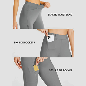 Vente en gros de collants d'équitation pour femmes, jodhpurs et culottes d'équitation à compression avec grandes poches zippées, style design - Product Image 6