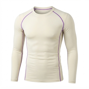 เสื้อเชิ้ตแขนยาวบีบอัดรัดรูปสำหรับผู้ชาย สีดำ แต่งขอบสีม่วง ผลิตจากโพลีเอสเตอร์ เหมาะสำหรับออกกำลังกาย - Product Image 2
