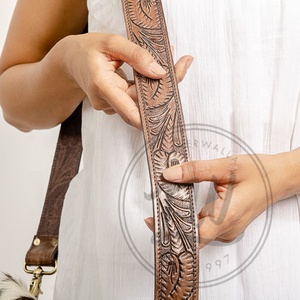 New Real Hand Tooled Floral Print Cowhide Fur Leather Tote Bags Stylish Western Lady Evening Bag Tooled Clutch <b>Unique</b> Combo Sets - Product Image 5