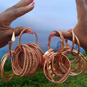 <b>Copper</b> Alloy Bohemia Style <b>Bangles</b> Set Antique <b>Copper</b> Plated Unisex Bracelets men women hand wear healing wrist - Product Image 1